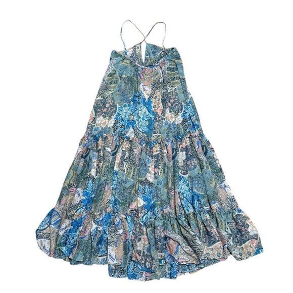 Misa Los Angeles Sz XS Dress Kali Maxi floral patchwork sleeveless chiffon Boho - Picture 8 of 10